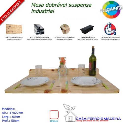MESA DOBRAVEL SUSPENSA - JISA - PINUS