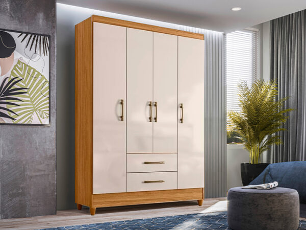 Guarda Roupa Paraty 4 Portas Freijo/Off White Moval