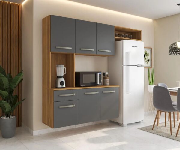 Armário de Cozinha Suspenso Compacto Freijo Grafite